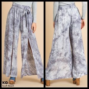 Paper Bag High Waisted Pant W/Front Slits & Tie